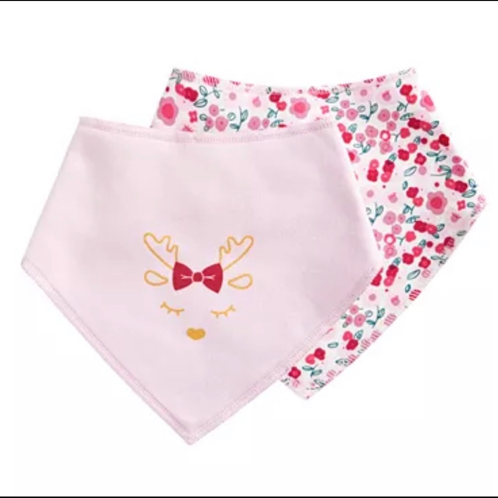 First Impressions 2 pc reindeer bandana bib set